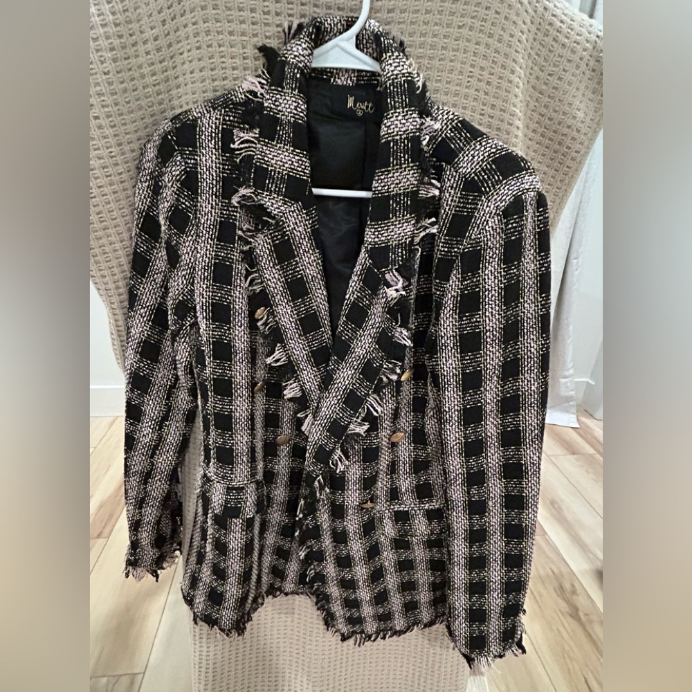 Women's Black and Lavender Tweed Jacket